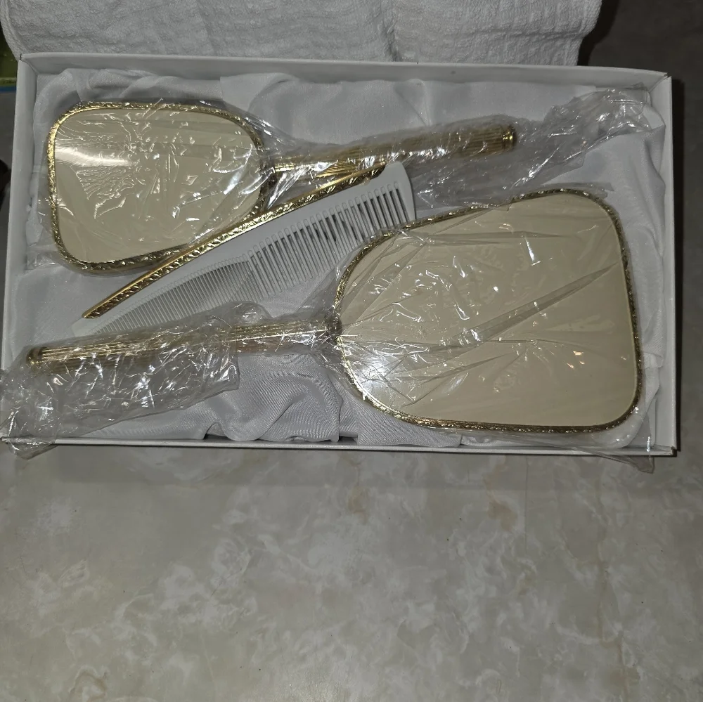 Elegant Gold and Cream Vanity Set